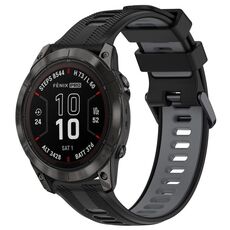 Per Garmin Fenix 7 Pro Sports cinturino in silicone bicolore (nero + grigio)
