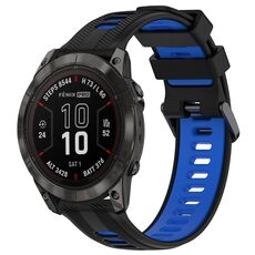 Per Garmin Fenix 7 Pro Sports cinturino in silicone bicolore (nero + blu)