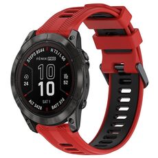 Per Garmin Fenix 7 Pro Sports cinturino in silicone bicolore (rosso + nero)