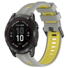 Per Garmin Fenix 7 Pro Sports cinturino in silicone bicolore (grigio + giallo)