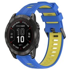 Per Garmin Fenix 7 Pro Sports cinturino in silicone bicolore (blu + giallo)