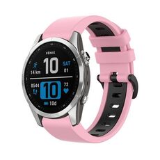 Per Garmin Fenix 7S Pro 42mm Cinturino sportivo in silicone bicolore (rosa + nero)