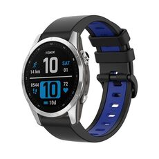 Per Garmin Fenix 7S Pro 42mm Cinturino sportivo in silicone bicolore (nero + blu)