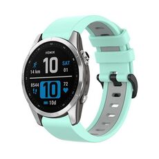 Per Garmin Fenix 7S Pro 42mm Cinturino sportivo in silicone bicolore (verde acqua + grigio)