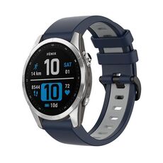 Per Garmin Fenix 7S Pro 42mm Cinturino sportivo in silicone bicolore (blu scuro + grigio)