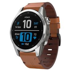 Per Garmin Fenix 7S Pro 42mm cinturino in pelle con fibbia in acciaio (marrone)