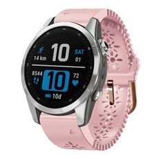 Per Garmin Fenix 7S Pro 42mm Lady Lace Punch cinturino in silicone (rosa)