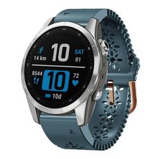 Per Garmin Fenix 7S Pro 42mm Cinturino in silicone Lady Lace Punch (Lake Blue)