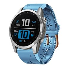 Per Garmin Fenix 7S Pro 42mm Lady Lace Punch cinturino in silicone (blu)
