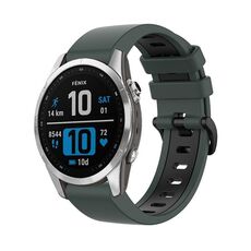 Per Garmin Fenix 7 Pro 51mm Cinturino sportivo in silicone bicolore (verde oliva + nero)