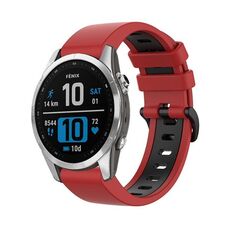 Per Garmin Fenix 7 Pro 51mm Cinturino sportivo in silicone bicolore (rosso + nero)