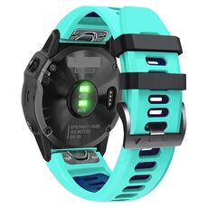 Per Garmin Fenix 7 Pro 51mm Cinturino sportivo in silicone bicolore (verde menta + blu)