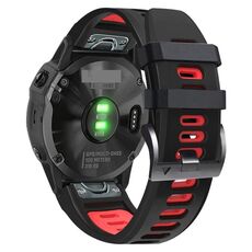 Per Garmin Fenix 7 Pro 51mm Cinturino sportivo in silicone bicolore (nero + rosso)