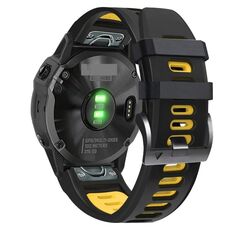 Per Garmin Fenix 7 Pro 51mm Cinturino sportivo in silicone bicolore (nero + giallo)