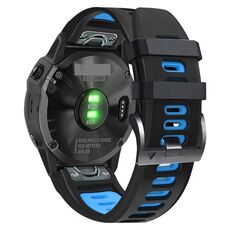 Per Garmin Fenix 7 Pro 51mm Cinturino sportivo in silicone bicolore (nero + azzurro)