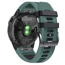 Per Garmin Fenix 7 Pro 51mm Cinturino sportivo in silicone bicolore (verde militare + nero)