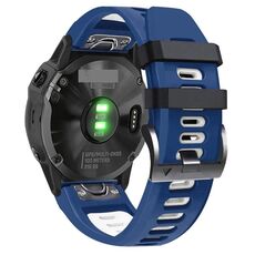Per Garmin Fenix 7 Pro 51mm Cinturino sportivo in silicone bicolore (blu notte + bianco)