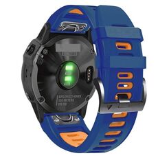 Per Garmin Fenix 7 Pro 51mm Cinturino sportivo in silicone bicolore (blu notte + arancione)