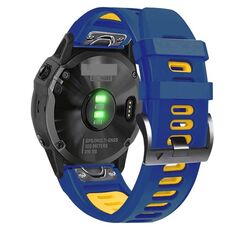 Per Garmin Fenix 7 Pro 51mm Cinturino sportivo in silicone bicolore (blu notte + giallo)