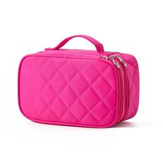 Borsa cosmetica impermeabile a forma di rombo Borsa portaoggetti per articoli da toeletta con specchio (rosa rossa)