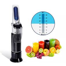 RF001BX Con scatola di plastica Rifrattometro portatile Misuratore di zucchero per frutta Brix Tester 0-32 Campo di misura