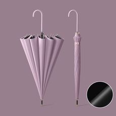 Ombrello doppio uso sole e pioggia doppio manico lungo automatico 16 ossa, colore: vinile viola