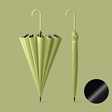 Ombrello a doppio uso doppio sole e pioggia con manico lungo automatico da 16 ossa, colore: vinile Matcha