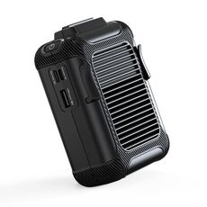 Mini ventilatore da vita all'aperto con funzione di alimentazione Carica USB Ventilatore senza lama appeso al collo (nero)