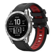 Per Garmin Fenix 7 Pro 47mm Cinturino sportivo in silicone bicolore (nero + rosso)