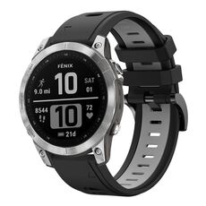 Per Garmin Fenix 7 Pro 47mm Cinturino sportivo in silicone bicolore (nero + grigio)