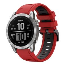Per Garmin Fenix 7 Pro 47mm Cinturino sportivo in silicone bicolore (rosso + nero)