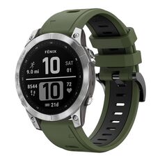 Per Garmin Fenix 7 Pro 47mm Cinturino sportivo in silicone bicolore (verde militare + nero)
