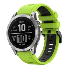 Per Garmin Fenix 7 Pro 47mm Cinturino sportivo in silicone bicolore (verde lime + nero)