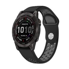Per Garmin Instinct 2 Solar Sports cinturino in silicone traspirante (nero + grigio)