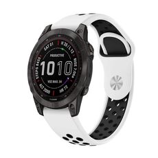 Per cinturino sportivo in silicone traspirante Garmin Fenix 7 Pro 47mm (bianco + nero)