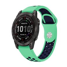 Per Garmin Fenix 7 Pro 47mm Cinturino sportivo in silicone traspirante (verde menta + blu notte)