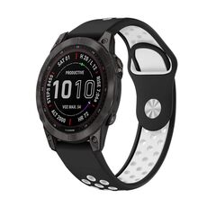 Per cinturino sportivo in silicone traspirante Garmin Fenix 7 Pro 47mm (nero + bianco)