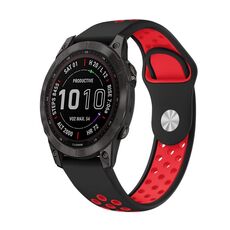 Per cinturino sportivo in silicone traspirante Garmin Fenix 7 Pro 47mm (nero + rosso)