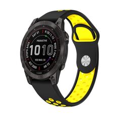 Per cinturino sportivo in silicone traspirante Garmin Fenix 7 Pro 47mm (nero + giallo)