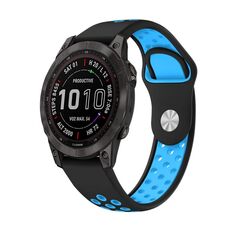 Per cinturino sportivo in silicone traspirante Garmin Fenix 7 Pro 47mm (nero + blu)