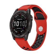 Per cinturino sportivo in silicone traspirante Garmin Fenix 7 Pro 47mm (rosso + nero)