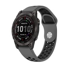 Per cinturino sportivo in silicone traspirante Garmin Fenix 7 Pro 47mm (grigio + nero)