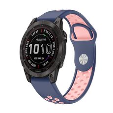 Per cinturino sportivo in silicone traspirante Garmin Fenix 7 Pro 47mm (blu notte + rosa)