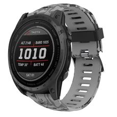 Per Garmin Instinct 2X cinturino in silicone stampato mimetico solare (grigio + mimetico militare)