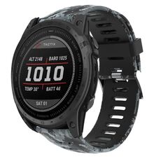 Per Garmin Fenix 7 Pro 51mm Cinturino in silicone stampato mimetico (nero + mimetico digitale)