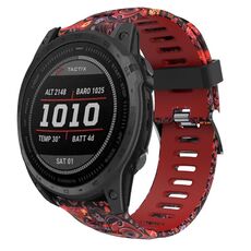 Per Garmin Fenix 7 Pro 51mm Cinturino in silicone stampato mimetico (rosso + mimetico medusa)