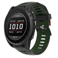 Per Garmin Fenix 7 Pro 51mm Cinturino in silicone stampato mimetico (verde militare + mimetico di bambù)