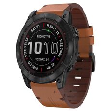 Per Garmin Instinct 2X cinturino in pelle con fibbia in acciaio solare (marrone)