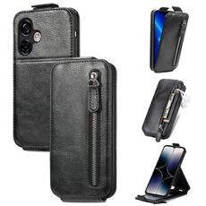 Per Ulefone Note 16 Pro Portafoglio con cerniera Custodia per telefono in pelle con vibrazione verticale (nero)