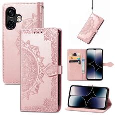 Per Ulefone Note 16 Pro Custodia in pelle goffrata fiore mandala (oro rosa)
